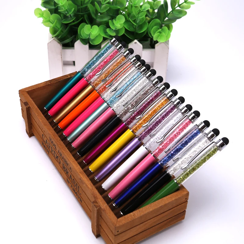 100pcs/lot stationery wholesale diamond pen gift business office signature pen crystal touch screen pen special offer