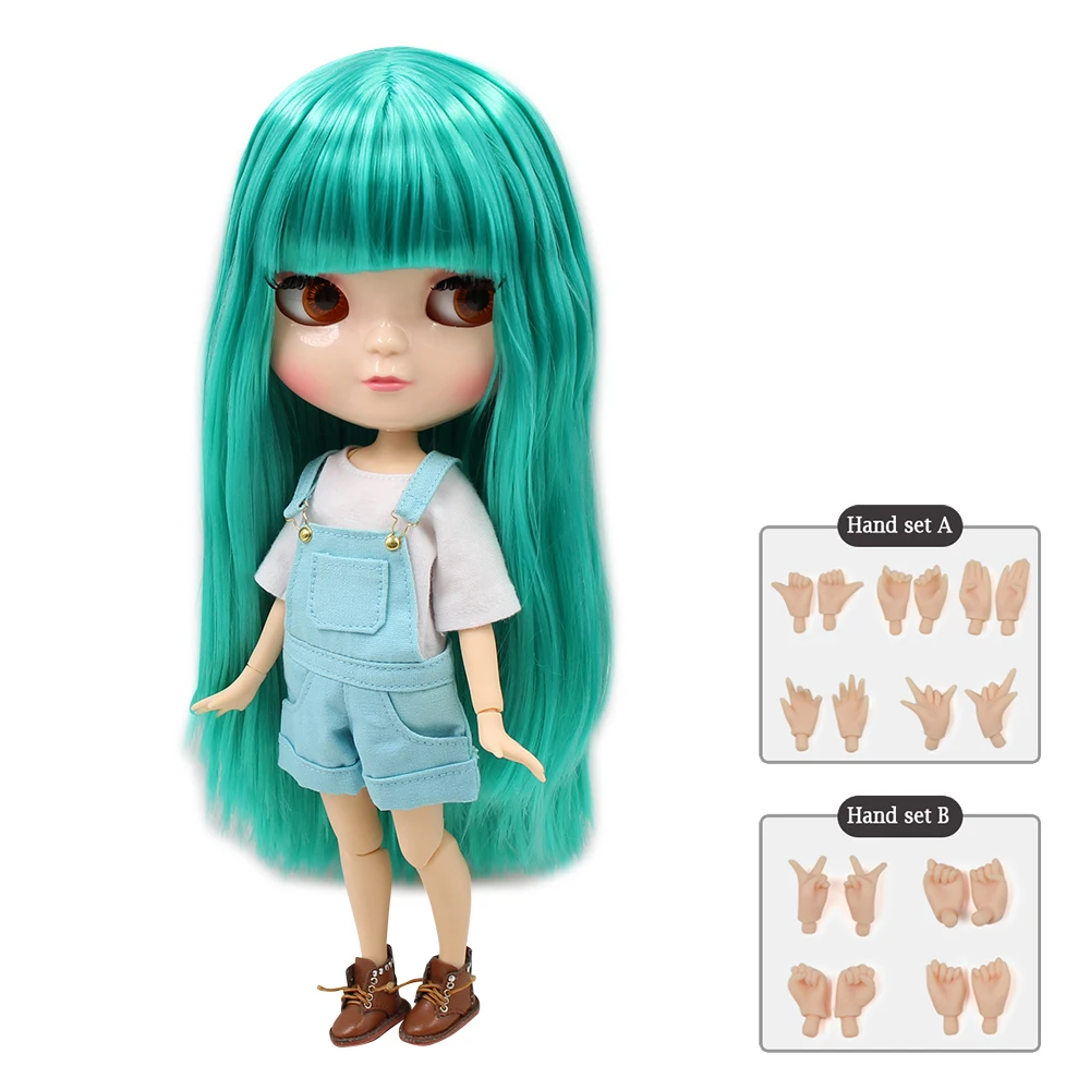 

ICY DOLL small breast azone body fortune days green hair with bangs/fringes 30cm including hand set A&B No.230BL4277