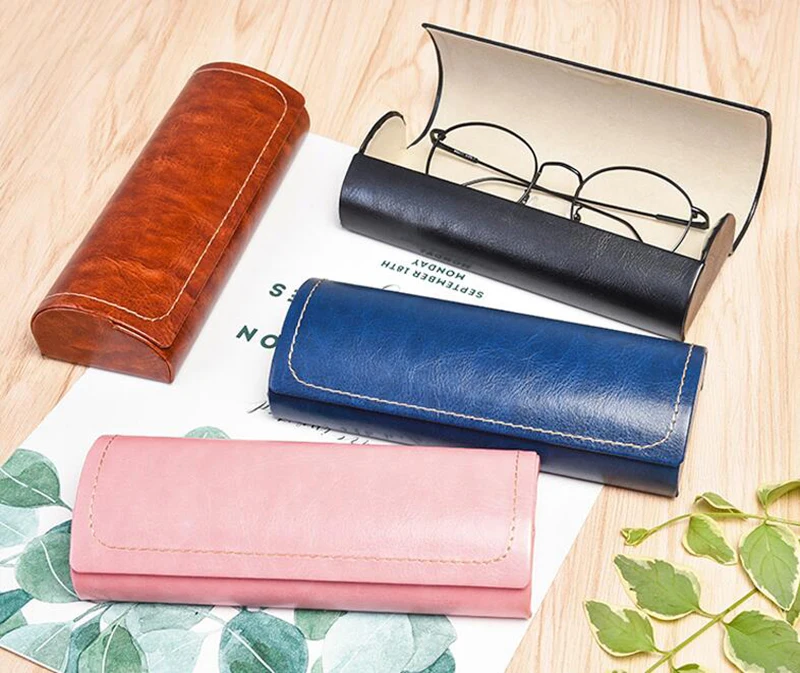 Leather Glasses Case For men Waterproof Hard Frame Eyeglass Case Women Reading Glasses Box Multicolor Eyewear Spectacle Cases