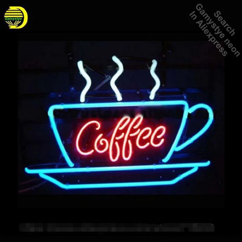 Coffee Neon Sign Display Cafe Neon Bulbs Real Glass Tube Handcrafted Real Recreation Garage Display Attract hotel sign VD 17x14