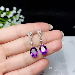 KJJEAXCMY Fine Jewelry 925 Pure Silver With Amethyst Female Earrings Party Gift Girl Marry New Got Engaged Valentine's Day