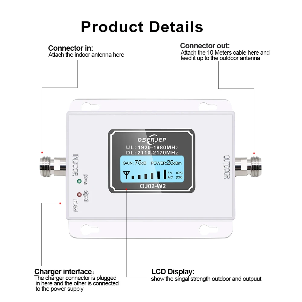 3g 2100 Repeater cell phone Signal 2100MHz repeater Mobile 2100 MHz Signal Booster Amplifier LCD Mini 3G LTE WCDMA UMTS