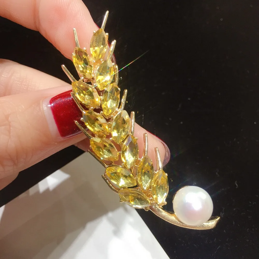 ZHBORUINI 2019 New High Quality Real Natural Freshwater Pearl Brooch Wheat Spike Brooch Pin Pearl Jewelry For Women Dropshippin