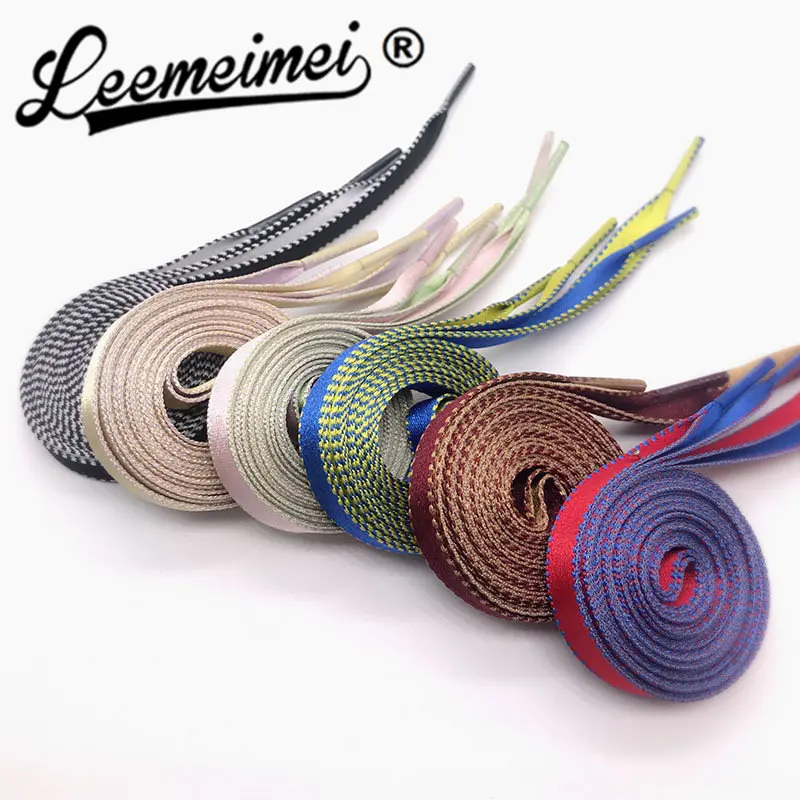 120cm/47 polegadas e 100cm/39 polegadas bi-color seda plana cadarços de sapato para tênis esporte sapatos 1cm de largura