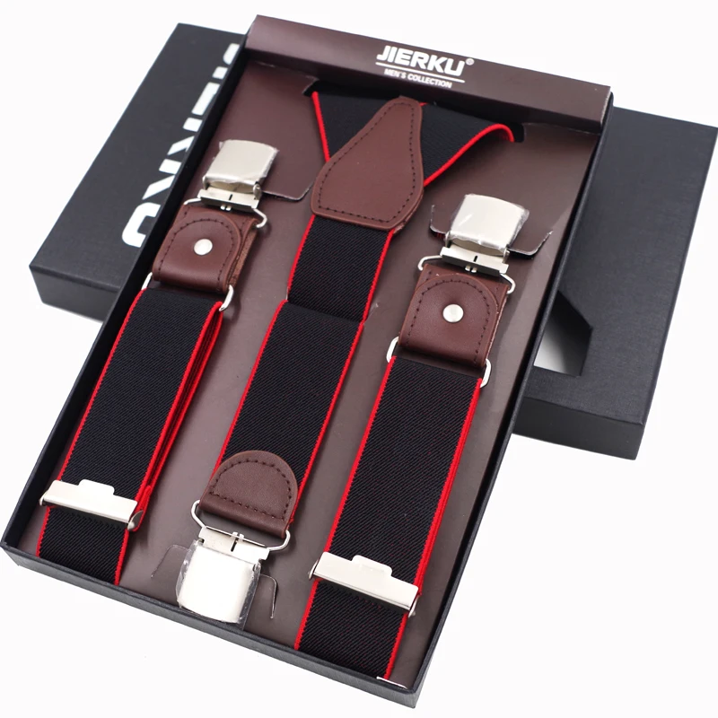 New Man\'s Suspenders 3 Clips Leather Braces Casual Suspensorios Trousers Strap 3.5*120cm Gift For Dad High Quality Tirantes