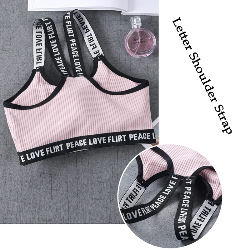 Letter Sports Bra Top Push Up Fitness Running Yoga Bra Underwear Bawełniane topy sportowe dla kobiet Gym Wear Solidna damska odzież sportowa