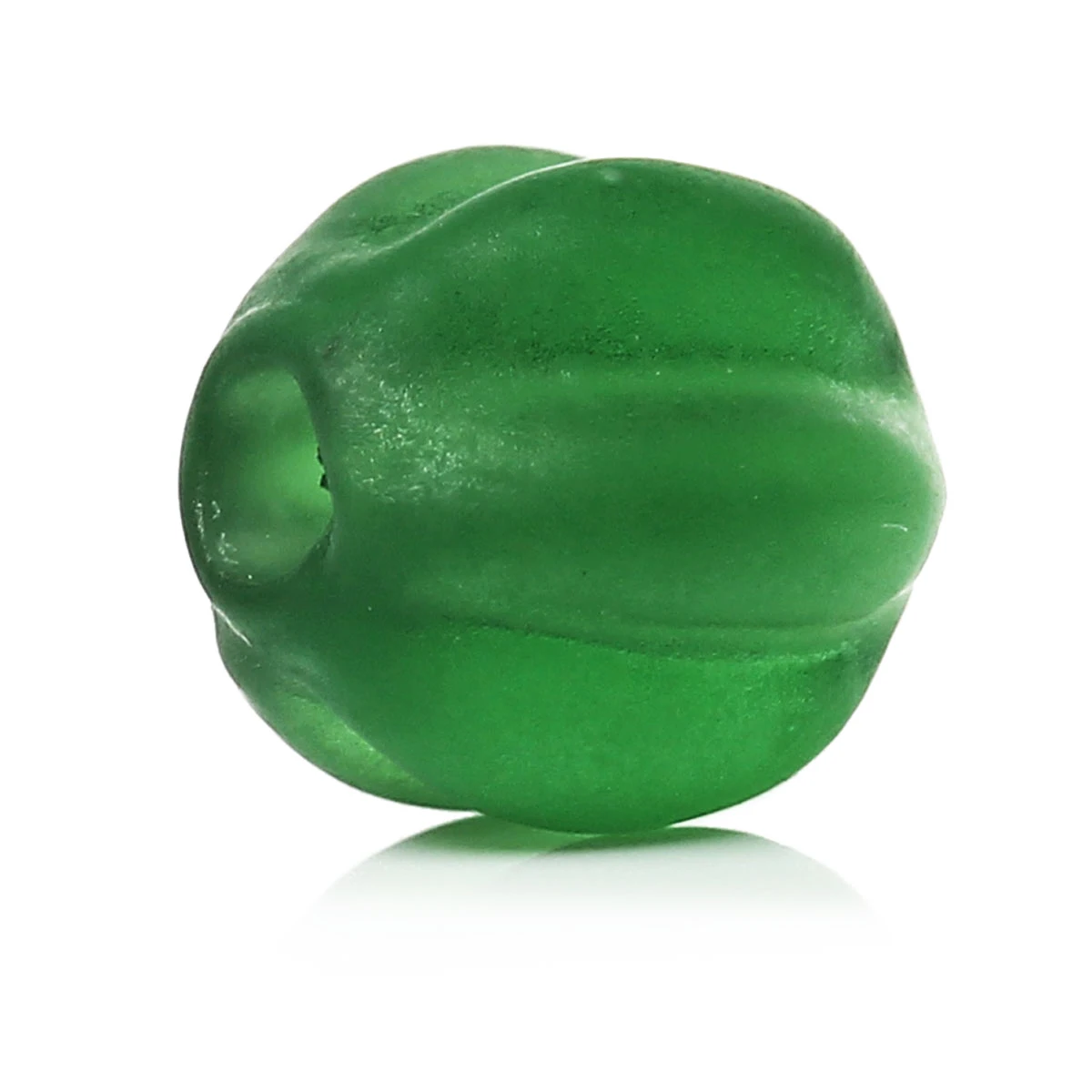 DoreenBeads Lampwork Glass Beads Pumpkin Shape Green Frosted About 8mm( 3/8