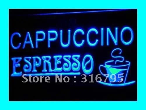 i317 Cappuccino Espresso Coffee Cafe LED Neon Light Light Signs On/Off Switch 20+ Colors 5 Sizes