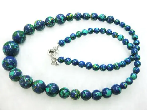 free Shipping 2014 Fashion diy 6~14mm Blue calaite round Beads chain women Necklace jewelry 18inch GS477