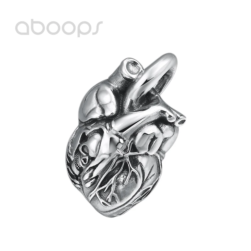 

Vintage 925 Sterling Silver Anatomical Heart Shape Pendant for Men Women,Free Shipping