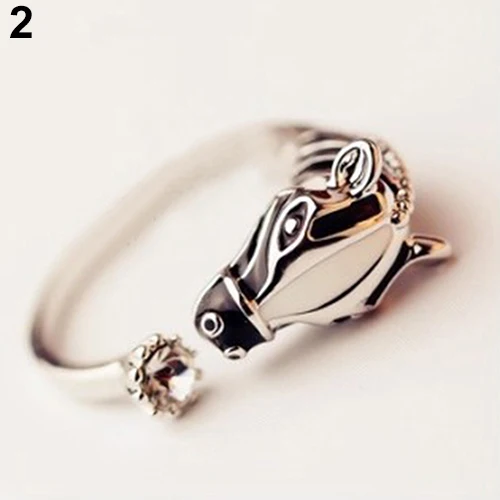 Hot Animal Fashion Rings Horse Head Crystal Women\'s Adjustable Ring Fashion Jewelry  6Y2I 7FS5 BCWR