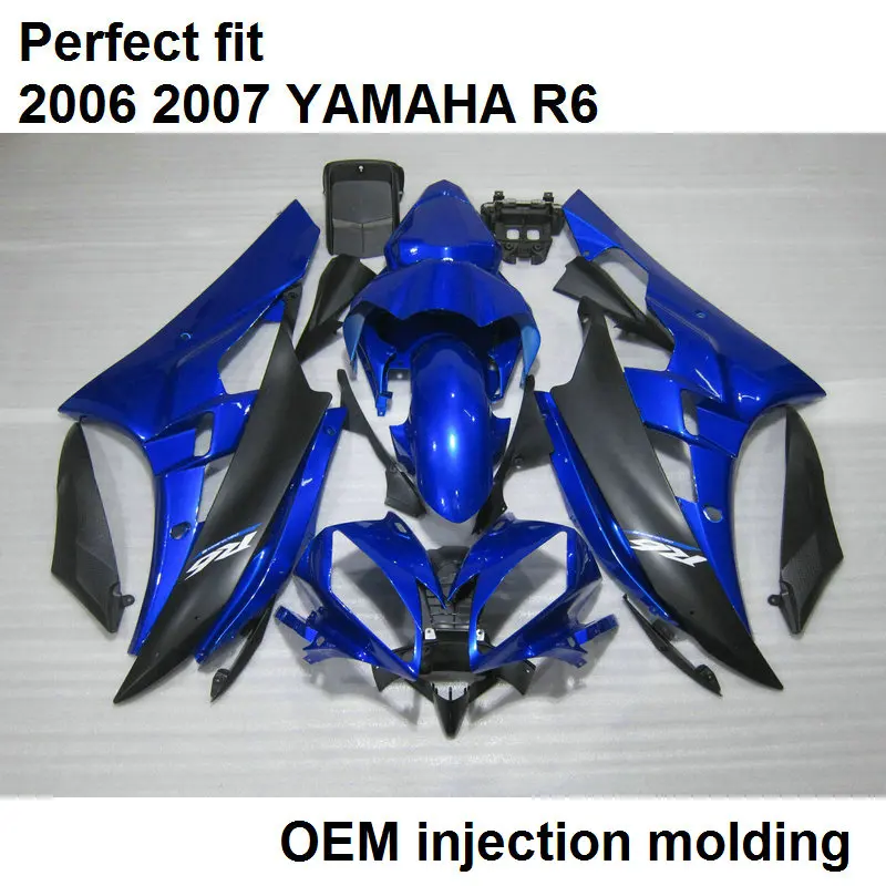 

100% подходят для литья под давлением Обтекатели для Yamaha YZF R6 2006 2007 темно-синий черный мотоциклетный обтекатель комплект YZFR6 06 07 BN07