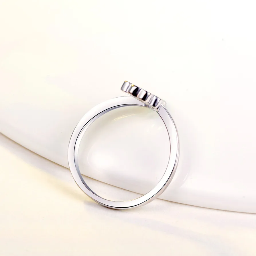 Trendy Silver 925 Sterling Rings For Women Jewelry Fashion Crystal Clover Girls Finger Rings Accessories Lady Birthday Gift