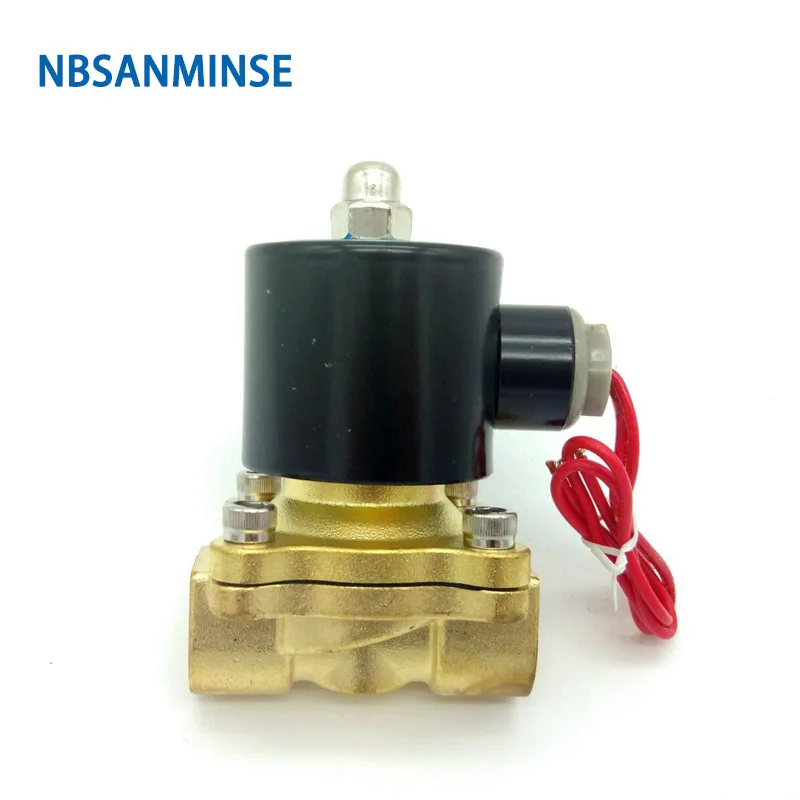 NBSANMINSE 2W 025 1/8 1/4 3/8 1/2 3/4 Two Way Solenoid  Brass Valve Normally Closed for Water Oil Air Diesel-Gas Fuels