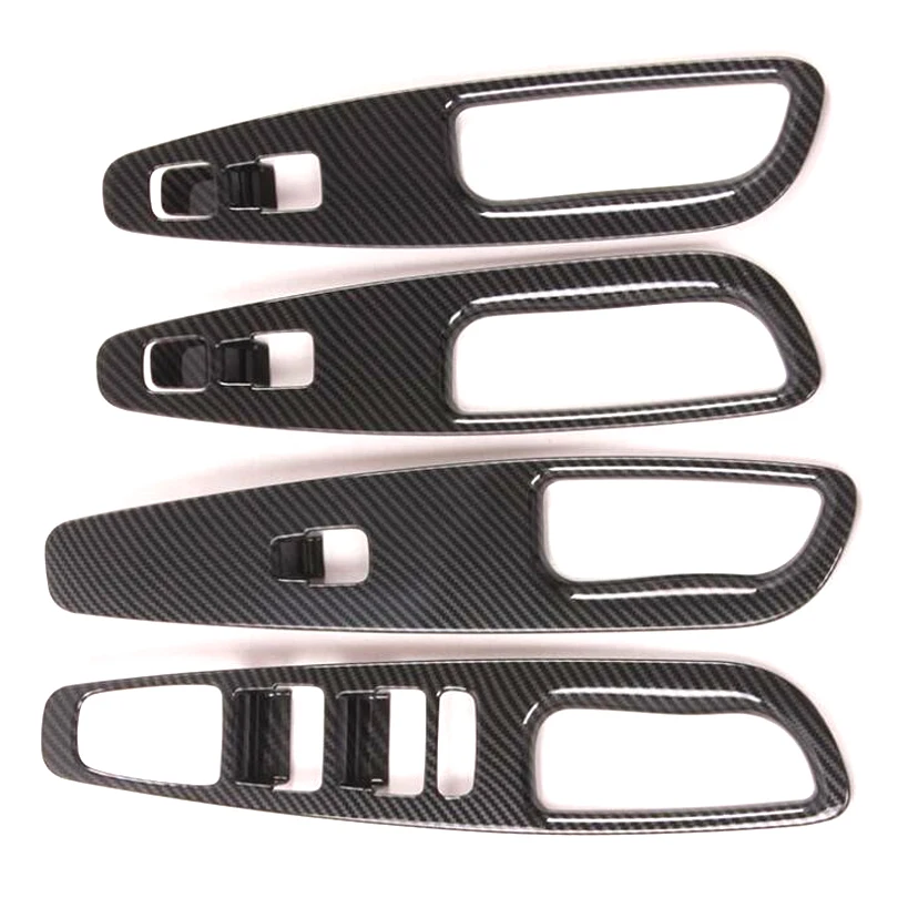 4Pcs Car Door Armrest Window Lift Switch Cover Frame Car Stickers For Hyundai Santa Fe 2019 2020 LHD Interior Mouldings