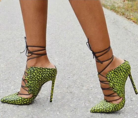 

Sestito 2018 Woman Sexy Leopard Print Lace-up Ankle Strap Pumps Ladies Cross-tied Slingback Shoes Girls High Heels Dress Shoes