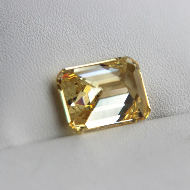 Hot light yellow rectangle oblong shape cushion cut cubic zirconia beads loose fancy vivid yellow stones DIY jewelry making