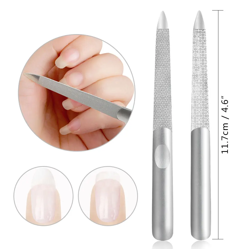 Dighealth Nail File Professional Stainless Steel Sanding Buffer Double Side Pedicure Manicure Buffing Polish Nails Files