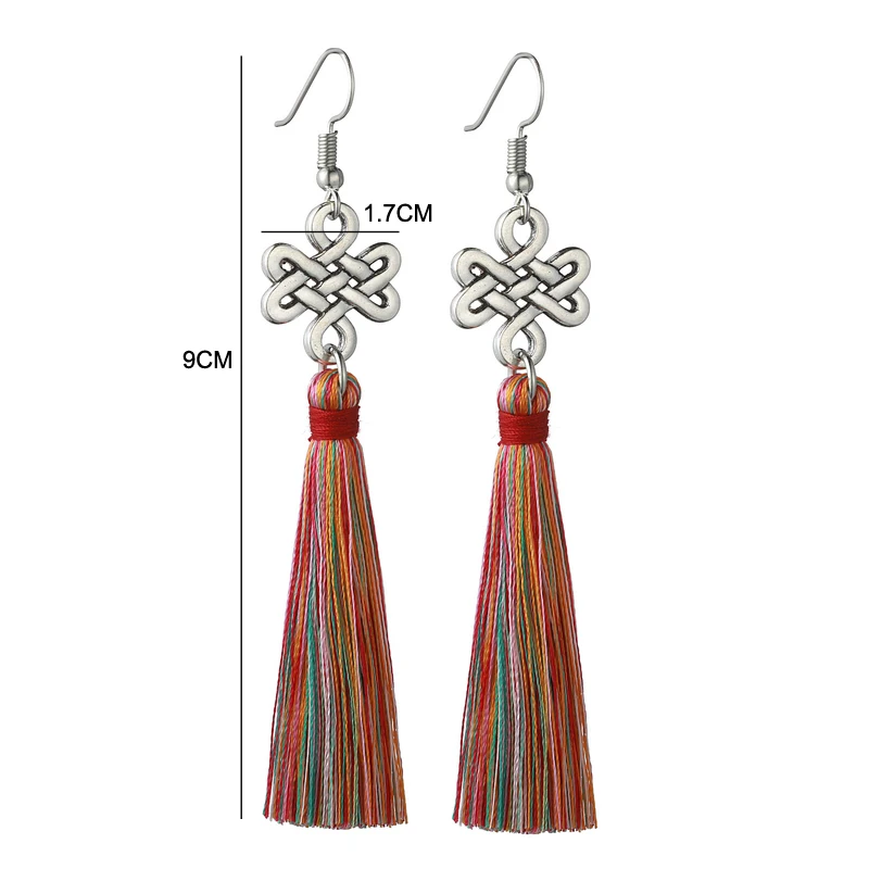 LOVBEAFAS Bohemian Tassel Earrings For Women Fashion Jewelry Knot Boho Drop Fringed Long Wedding Earrings Gift boucle d\'oreille