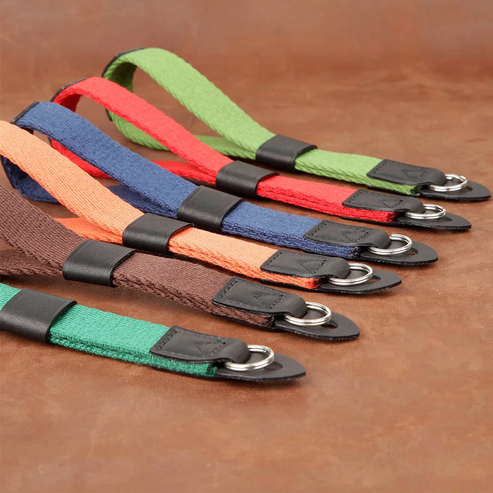 cam-in 4151-4165 Cowskin & Cotton tape Camera Wrist Strap Leather DSLR spire lamella Hand Belt Photography Accessory 15 colors
