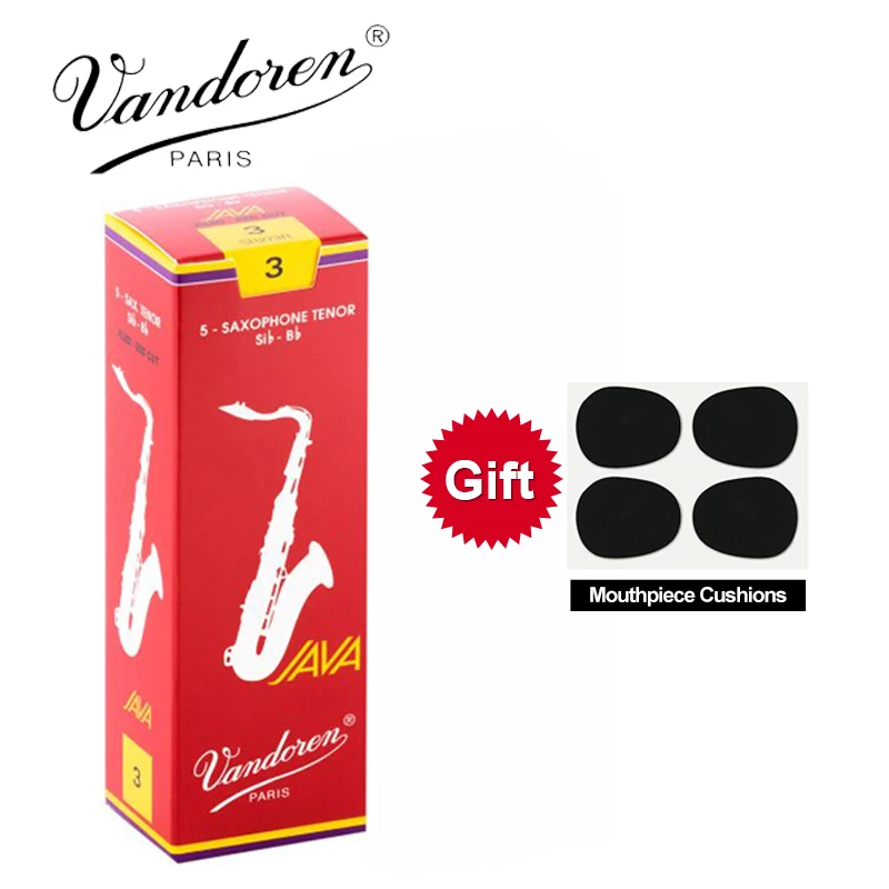 Original France Vandoren JAVA Tenor Sax Red Reeds Bb Tenor Saxophone Reeds 2.5# 3.0# Box of 5 with gift mouthpiece cushion