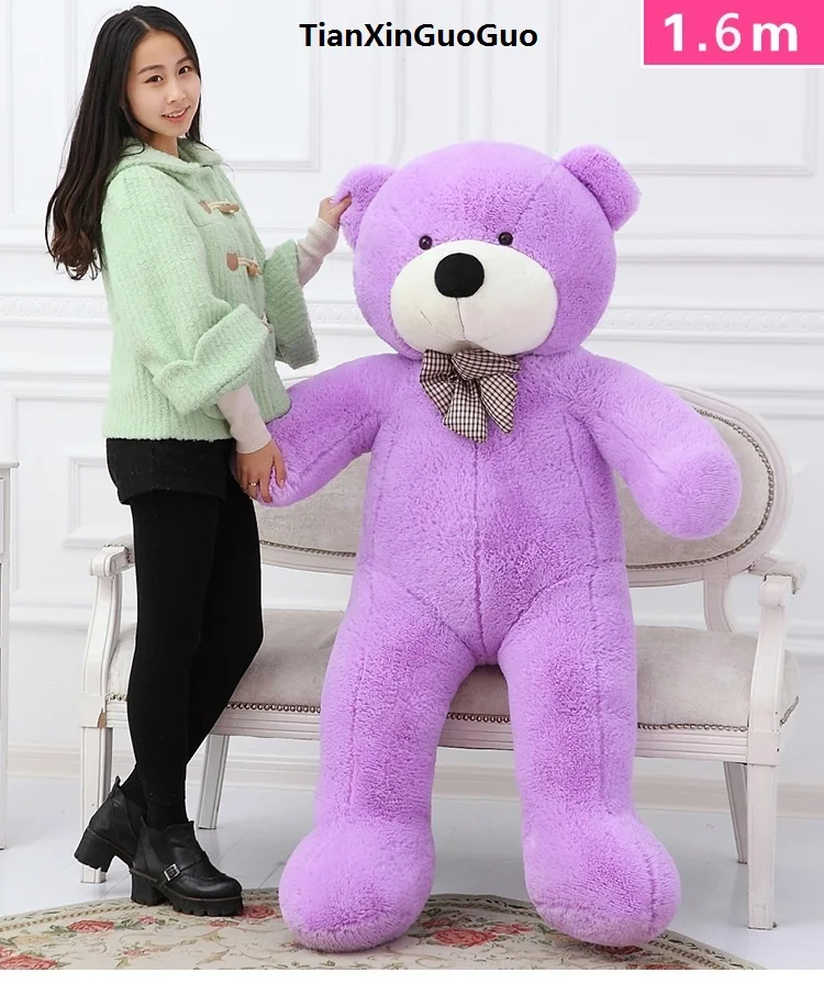 new arrival fillings toy purple Teddy bear plush toy bowtie bear large 160cm soft doll hugging pillow Christmas gift b2784