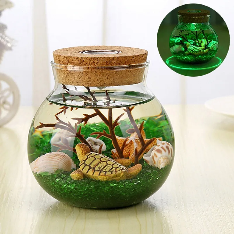 Novel and Strange Toy DIY Noctilucent Ecology Bottle Micro Landscape Bottle Remote Controlled Seven-color Lantern Undersea World