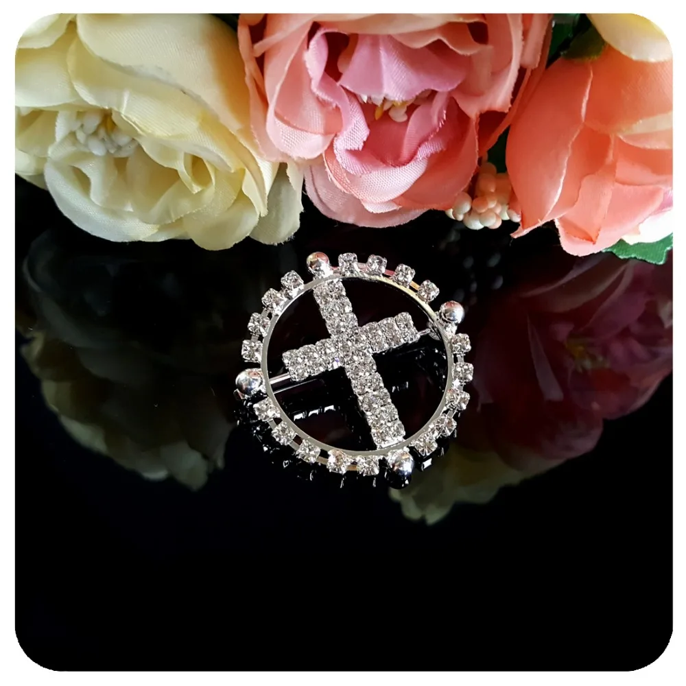 New Design of Blingbling Crystal Jesus Cross Brooch Pin Gift