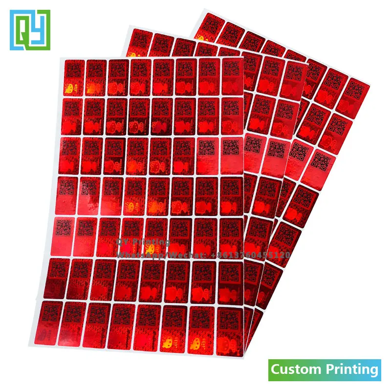 10000pcs 22x12mm Custom Printed Secure Genuine Hologram Sticker Red Laser Foil 3D Holorhraphic QR Code Labels Warranty VOID Seal