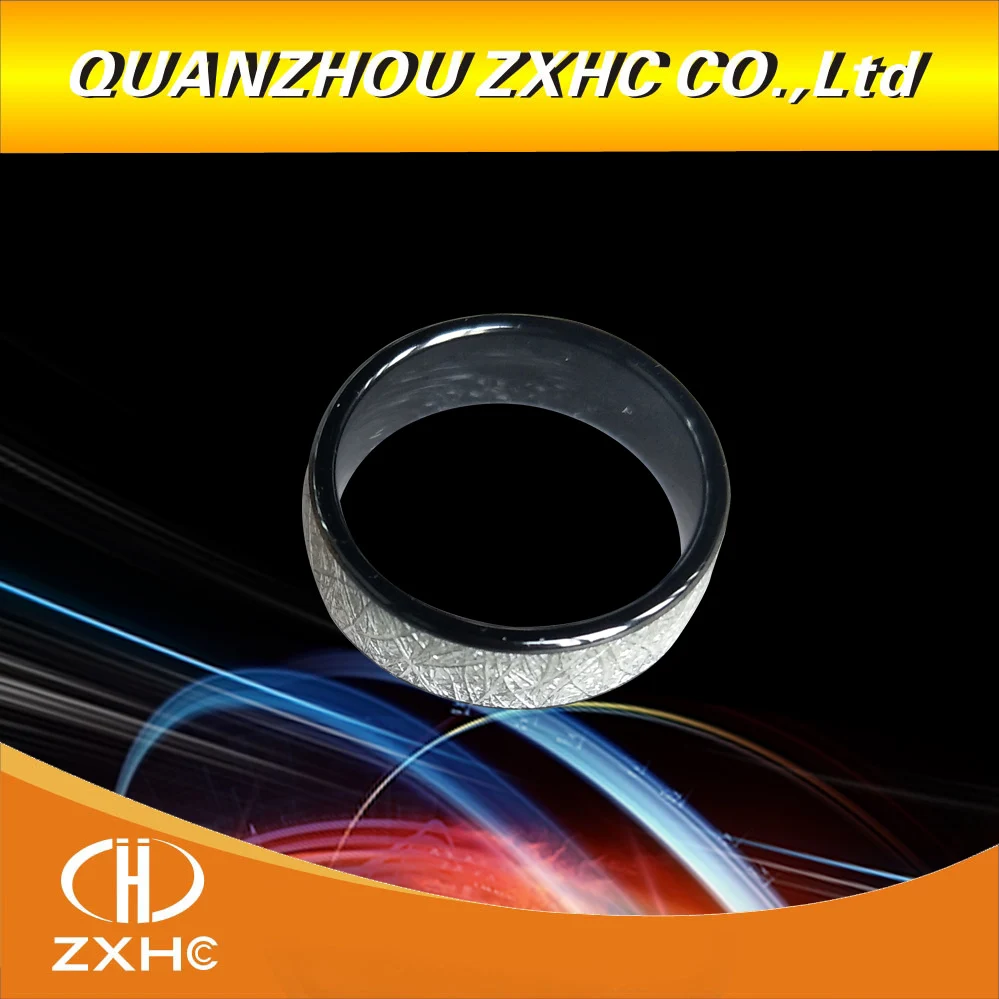 125KHZ/13.56MHZ T5577 or UID chip RFID Bright silver Ceramics Smart Finger Ring Wear for Men or Women