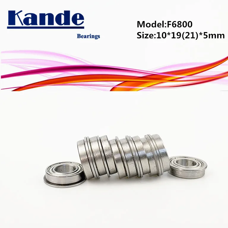 

Kande Bearing F6800 ZZ 10pcs ABEC-1 F6800ZZ F6800-2Z Metal Shield Flange Ball Bearing 10x19(21)x5mm F6800 F 6800