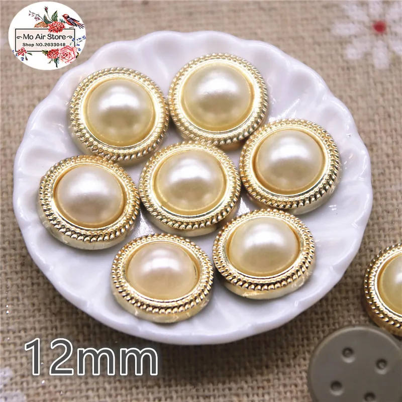 12mm/15mm 50 pz/30 pz perla fiore dorato bottoni casa giardino artigianato Cabochon Scrapbooking accessori fai da te