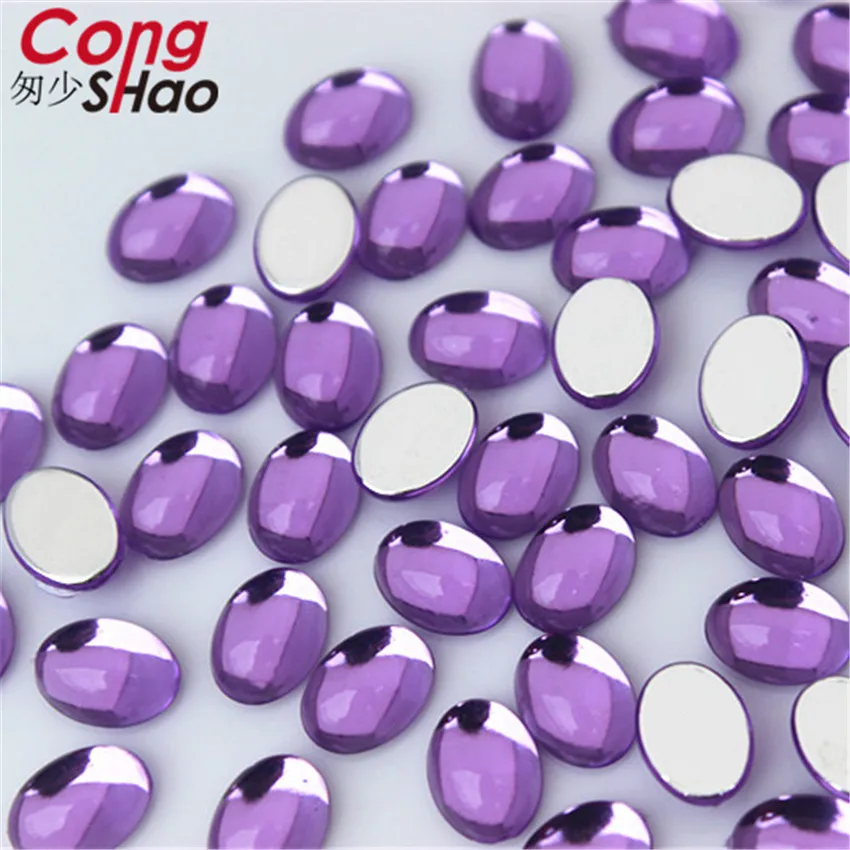 Cong Shao 200PCS 6*8mm Colorful Acrylic Rhinestone Flat Back Oval opal stones and crystals Clothing crafts Accessories ZZ746