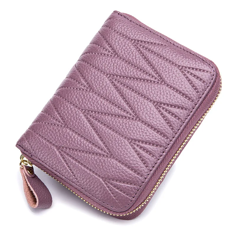 RFid Credit Card Holder Women Id Wallet Female Zipper Genuine Leather Fashion Coins Small Purs Porte Carte Card Case Luxury