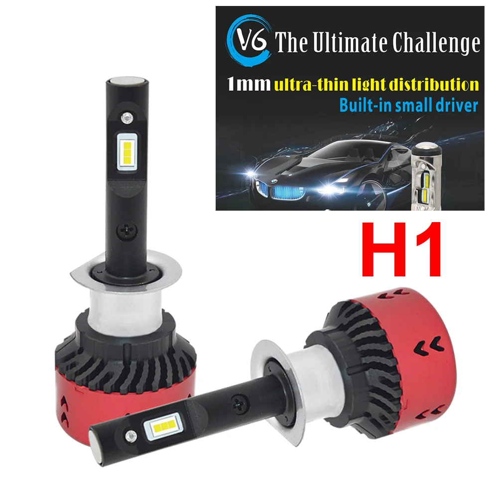 

1 комплект H1 70W 9600LM V6 светодиодный налобный фонарь все-в-одном 1 мм ультра тонкий PCB флип-чипы EMC чистый белый 6000K вождения противотуманные автомобильные лампы