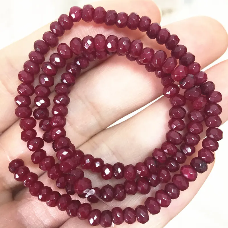 

Wholesale Red Rubies 2x4mm Natural Stone Abacus Faceted Chalcedony Loose Beads For DIY Jewelry Making Jades Findings 14inch A148