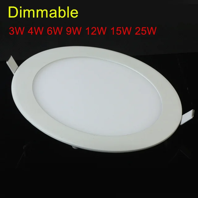 

10pcs LED Ceiling Panel Light Dimmable 3W 4W 6W 9W 12W 15W 25W High brightness LED Downlight with adapter AC85-265V indoor Light