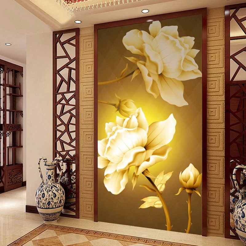 

beibehang papel de parede 3d photo wallpaper Entrance wall painting backdrop Continental Golden Rose mural wall paper flooring