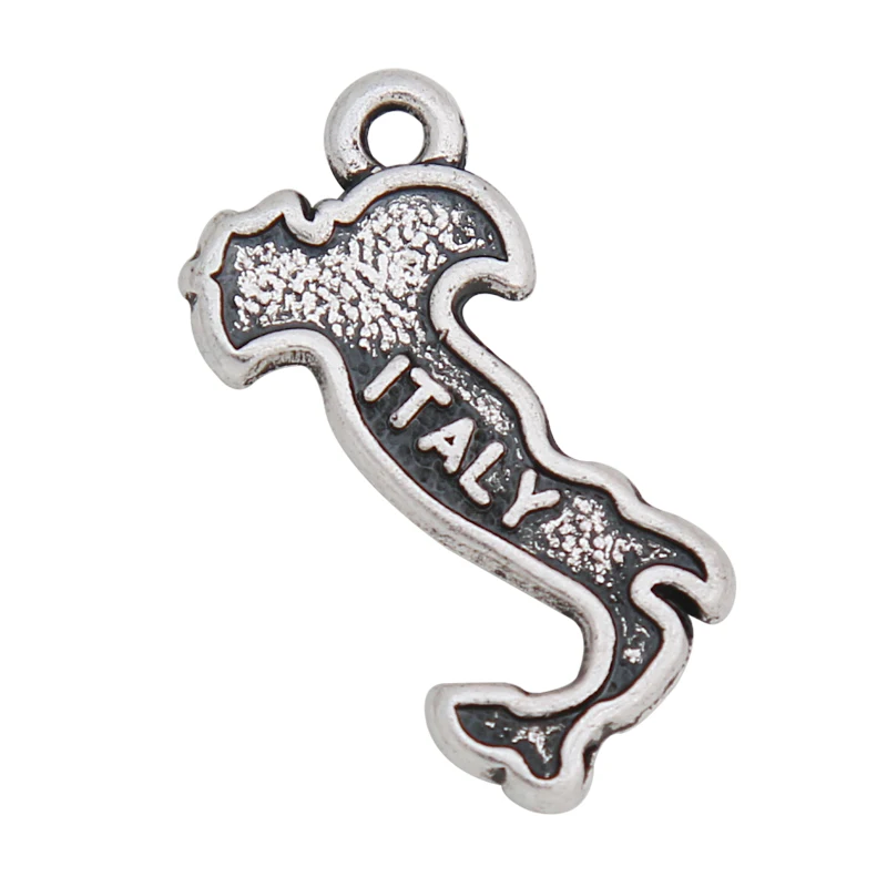 

RAINXTAR Jewelry Finding Italy Alloy Map Charms 10*22mm 50pcs AAC026