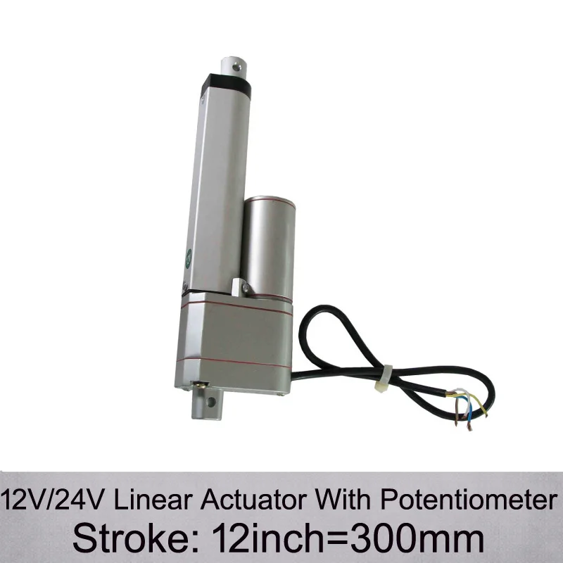 DC 12/24V 12inch/ 300mm Stroke 1000N/100KGS max push load Linear Actuator With Potentiometer and Feedback