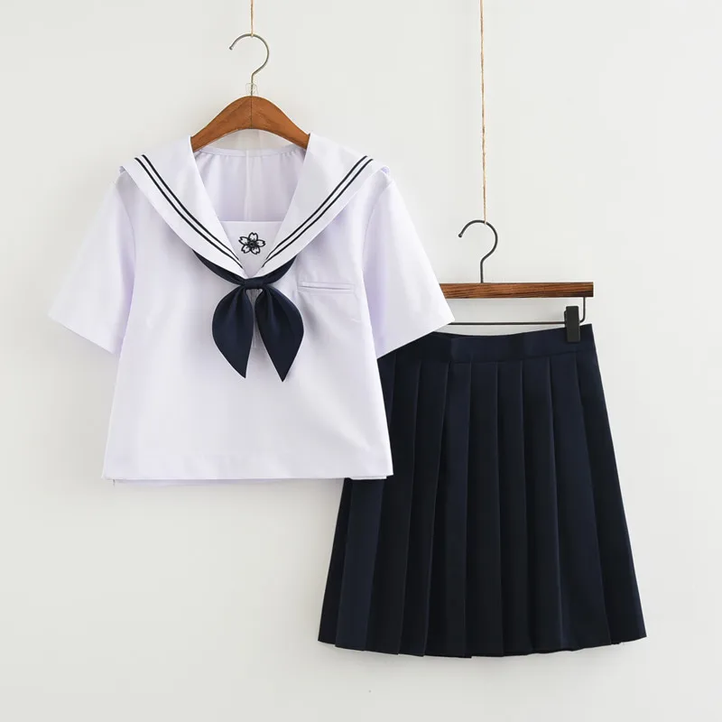 Japanese Style S-2xl Student Girls School Uniforms Girls Navy Costume Women Sexy Navy JK Suit Sailor Blouse Pleated Skirt Set