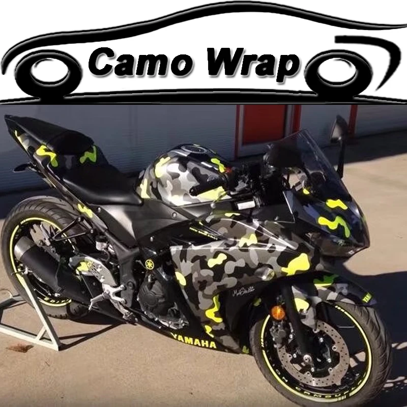 

Adhesive Black Grey Yellow Vinyl Car Film Wrap Camouflage Vinyl Foil Motorcycle Car Scooter Body Film Wrapping Car Sticker Decal