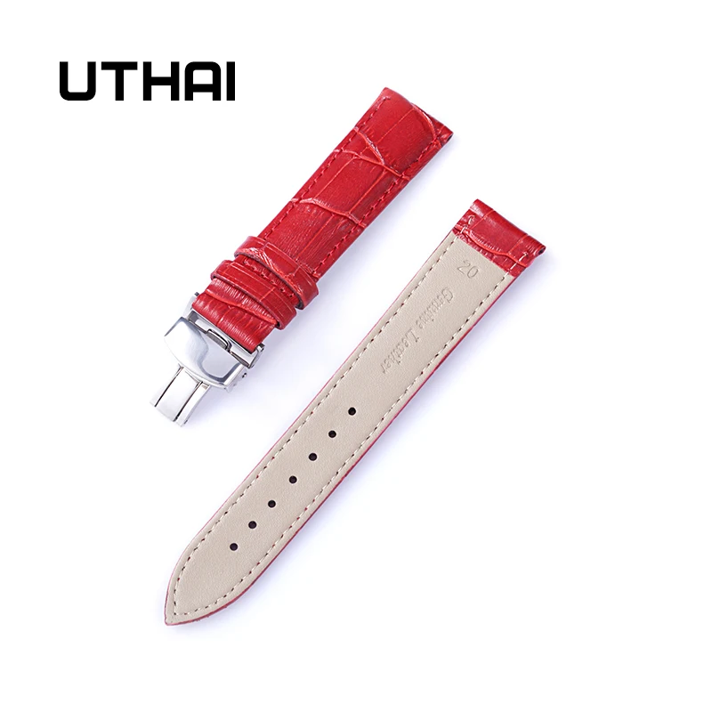 UTHAI B08 High Quality Woman 20MM 22MM Watchbands 12-20mm Watch Butterfly buckle Band Steel Buckle Strap Wrist