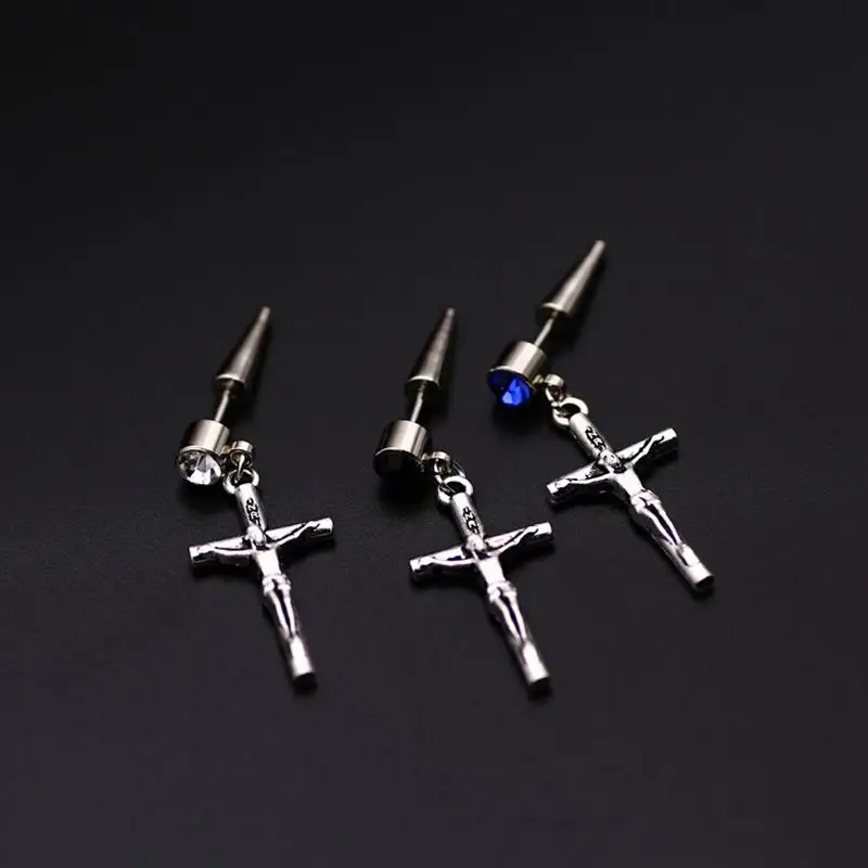 2020 Original boucle d'oreille mâle unique jésus croix mâle boucles d'oreilles unique rue hipster mode boucles d'oreilles personnalité sauvage boucles d'oreilles hommes