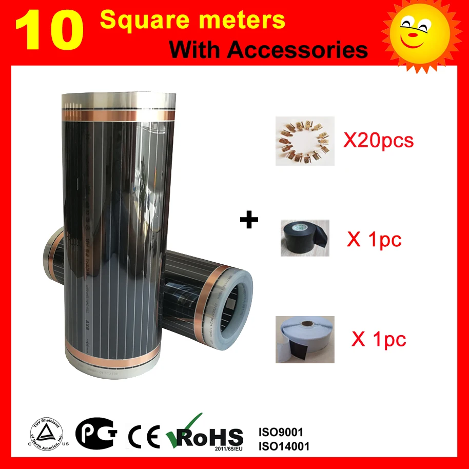 10 Square meter under floor Heating film, far infrared heating film max surface temperature 60 degree