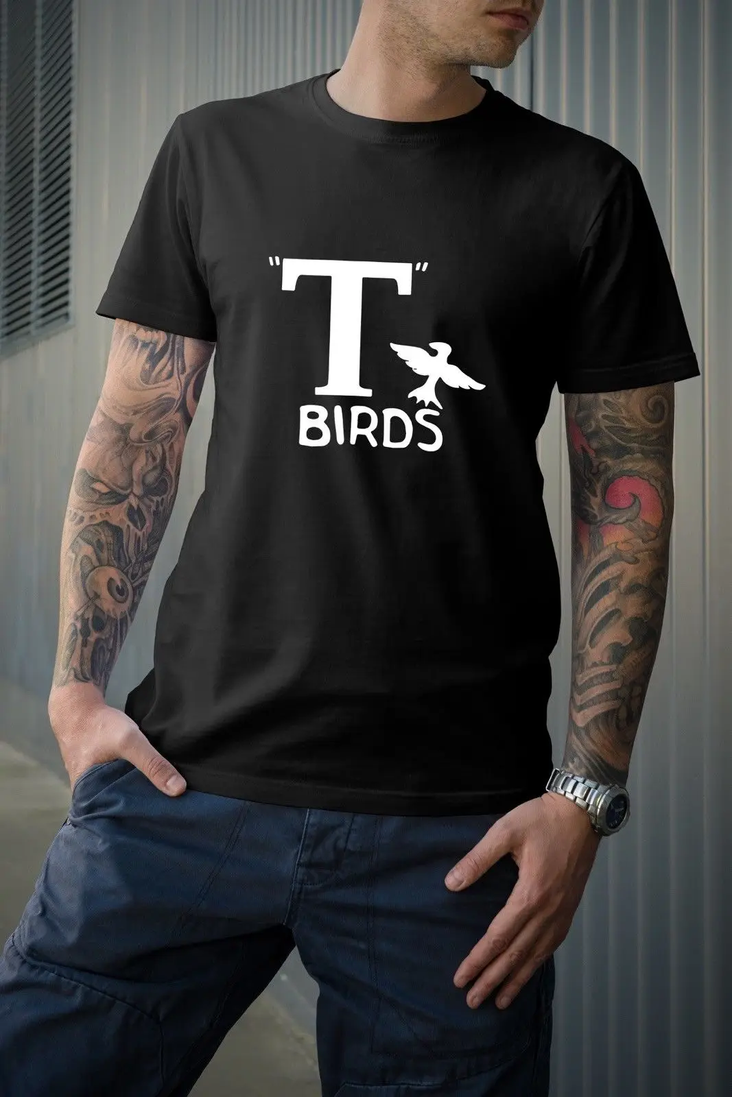 Funny O Neck T Shirt  T-Birds 2 - Mens Funny T-Shirt Grease John Travolta Rydell High Stag Do  Summer Tee Shirt