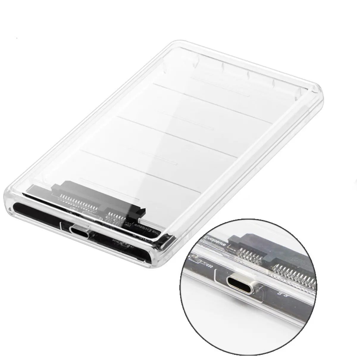 

CY USB-C Type-C to 2.5 Inch SATA SSD HDD External Enclosure Transparent for Laptop & PC