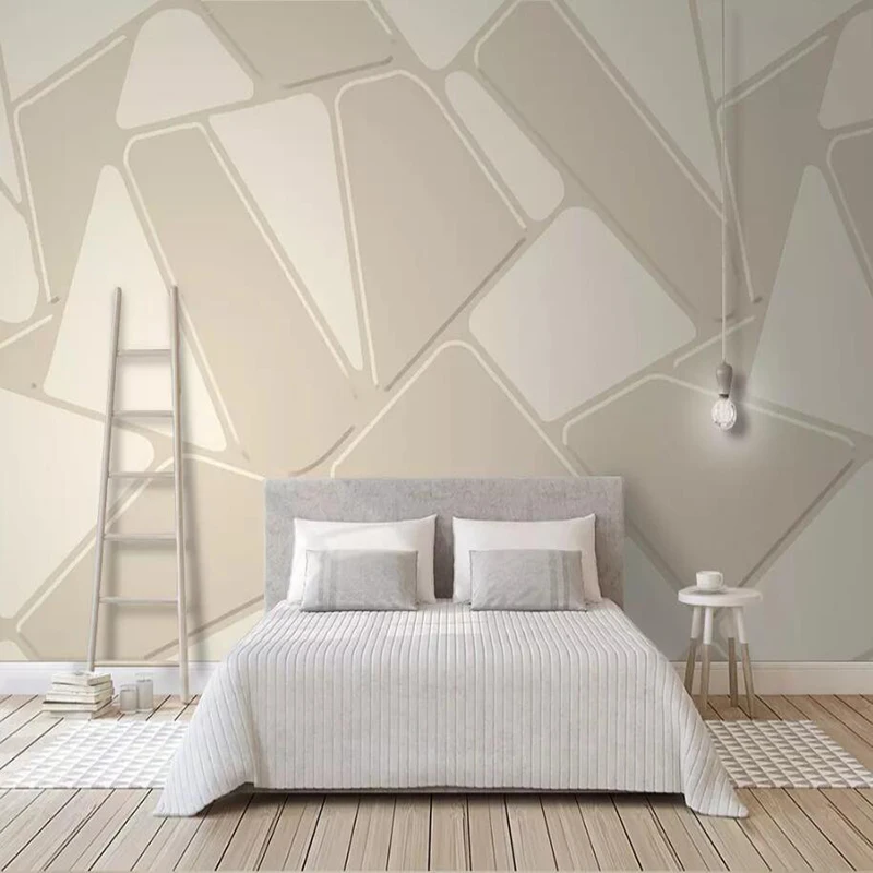 

Elegant and simple beige color piece Mosaic relief geometry TV background wall