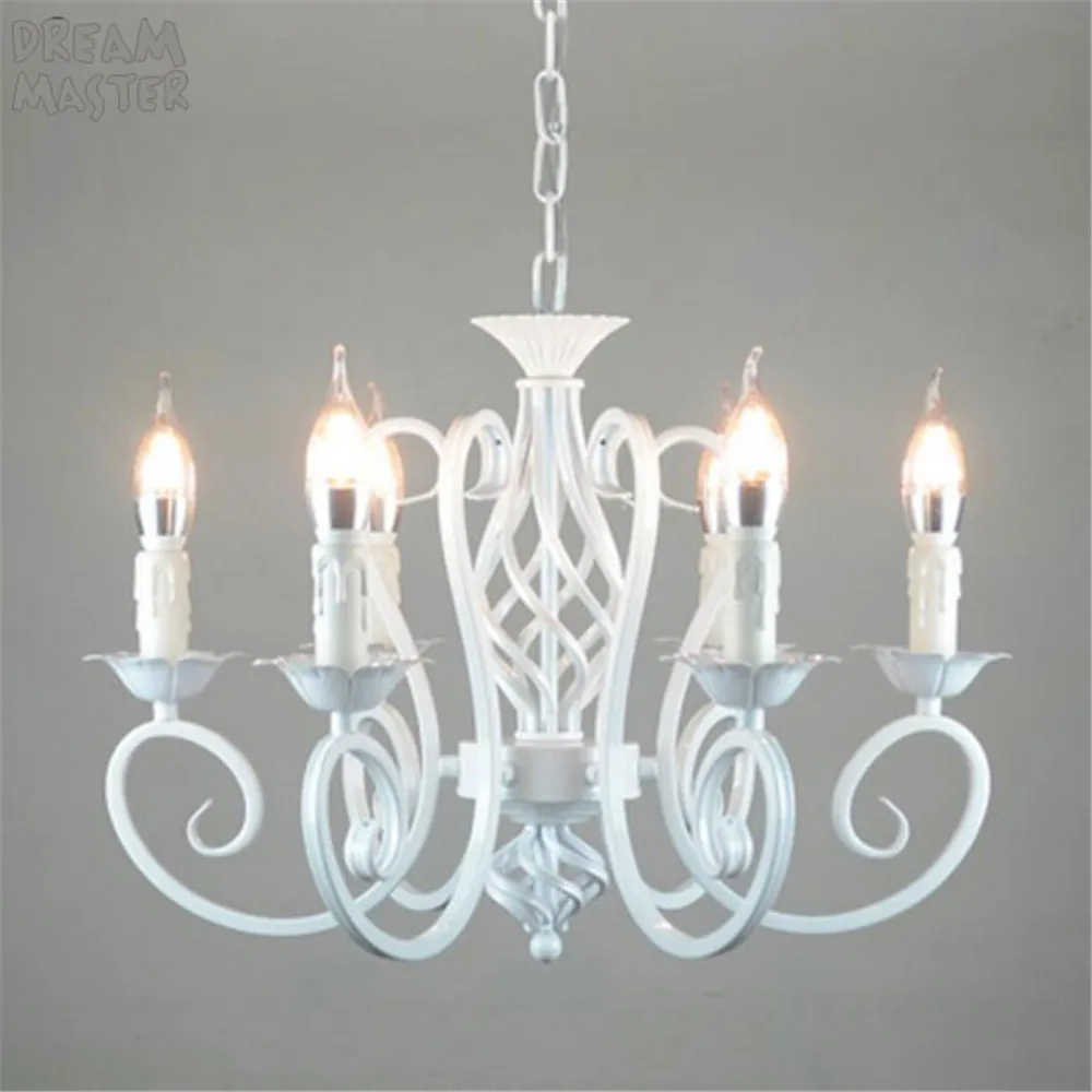 

White Nordic Chandelier Wrough Iron lustre lamp For Living Room 220V 110V dining room bedroom Foyer Chandelier Lighting