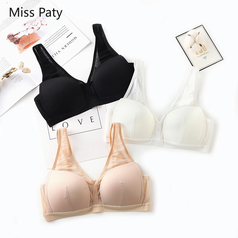 

Seamless bra for women sexy full cup ice silk padded push up sexy lace underwear brassiere lingerie bralette gathered